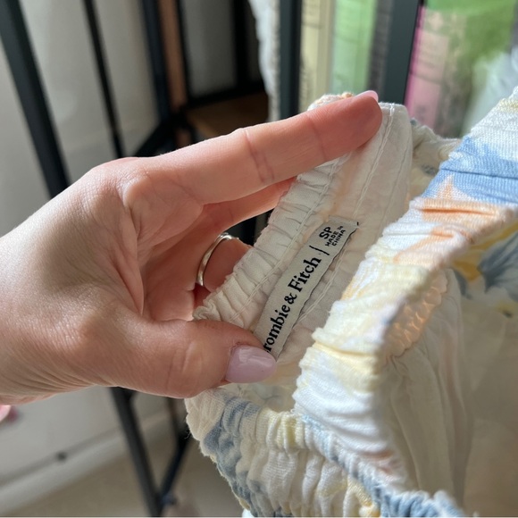 Abercrombie linen romper floral pastel vneck sleeveless watercolor dress - Picture 4 of 11